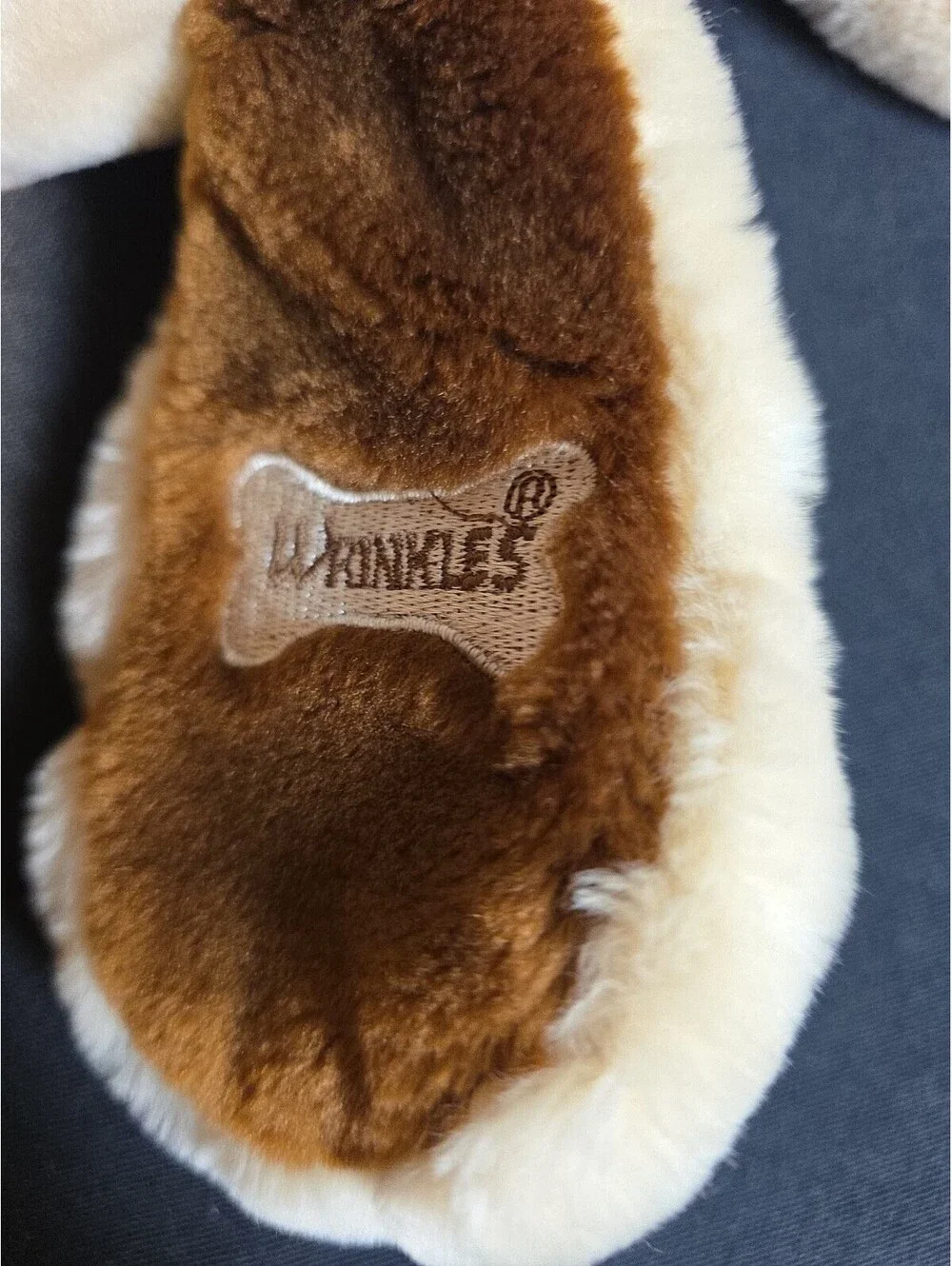 Ganz Bros Wrinkles Dog Hand Puppet Plush Denim Overall 1981 Vintage